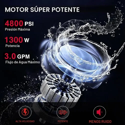 Vista 2 de Lavadora a Presión Eléctrica PowerSmart, Máxima de 4800 PSI, 3.0 GPM, Ruedas de 5 Pulgadas, Longitud Máxima del Cable/Manguera de 18M, Lavadora