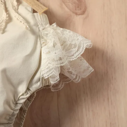 Vista 60 de Sasaerucure Traje de verano para bebé niña, sin mangas, mameluco de encaje tutú, mameluco de una pieza con volantes