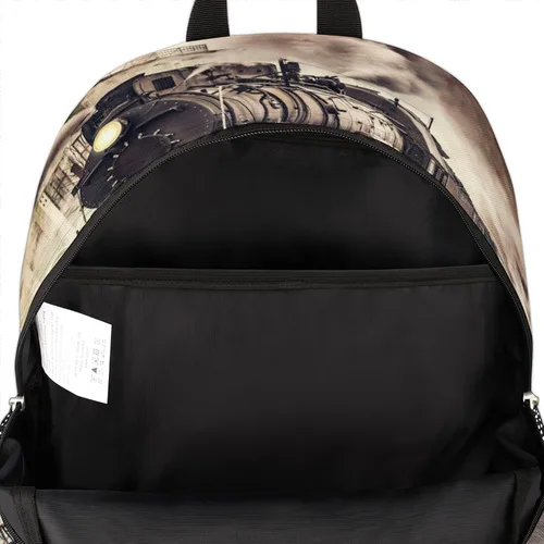 Vista 4 de TropicalLife Mochila escolar vintage de tren de vapor de 18 pulgadas, mochila escolar para adolescentes, niñas, niños, mochila escolar