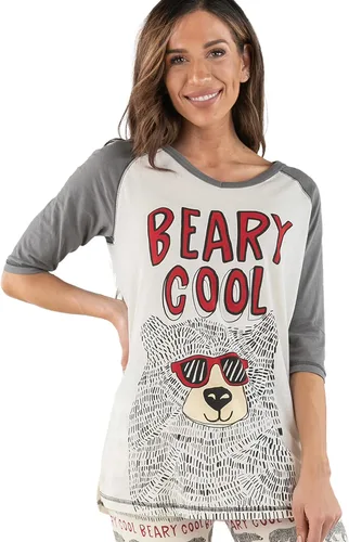 Vista 24 de Lazy One Leggings y camisetas para mujer, pijamas separados, ropa de descanso acogedora para mujer Leggings de pijama para mujer Bear Hug Rosa-Rojo