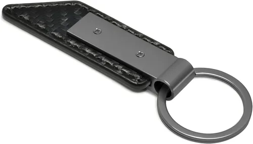 Vista 5 de iPick Image para Ford F-150 Llavero con correa de cuero PU, textura de fibra de carbono, negro, barra metálica - Con licencia