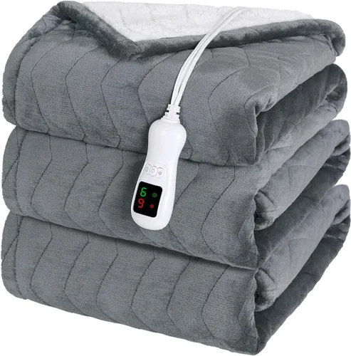 Vista 17 de Manta térmica eléctrica, calentador de manta lavable para el hogar para adultos, calentamiento rápido, franela suave súper acogedora de 50 x 60