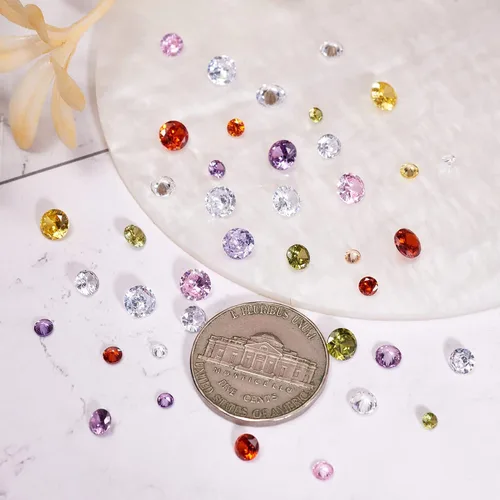 Vista 4 de Beadthoven - Mini cabujones de piedra de circonita cúbica con facetas puntiagudas y facetadas, cuentas de diamantes de circonita cúbica para hacer