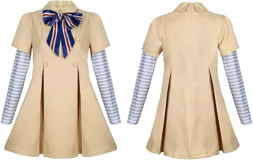 Vista 3 de WOHOPARKI Disfraz de Megan de Halloween para niños y niñas, vestido de princesa para cosplay, vestido de princesa con volantes y lazo