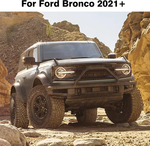 Vista 7 de JeCar Cubiertas de visera de sendero de capó, accesorios de decoración exterior de ABS para Ford Bronco 2021-2022, acabado de fibra de carbono
