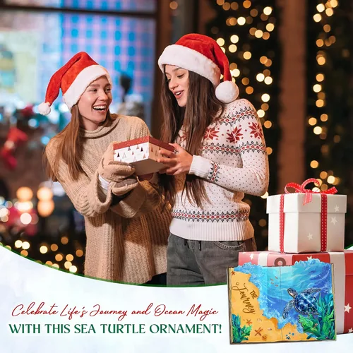 Vista 2 de Regalos de playa para mujeres y hombres – 2D plano (no 3D) adornos de Navidad 2025 – adorno de tortuga marina, decoración de playa, adornos