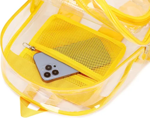 Vista 110 de CAMTOP Mochila transparente resistente y transparente para estudiantes, escuela, trabajo, festival, viajes, deportes, Beige, Mediana, Camtop Mochila