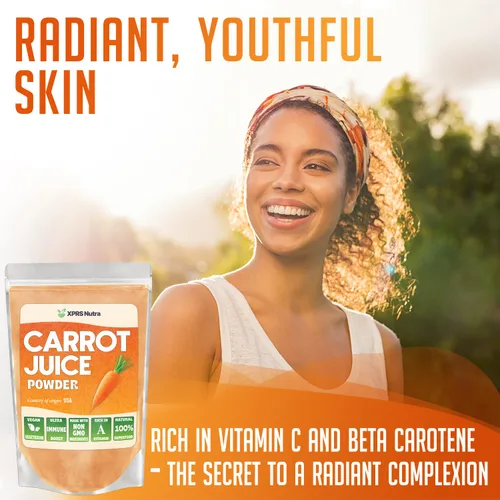 Vista 7 de XPRS Nutra Polvo de jugo de zanahoria 100% natural, polvo de zanahoria puro de los Estados Unidos, ideal para jugo y batido, alto en vitamina A