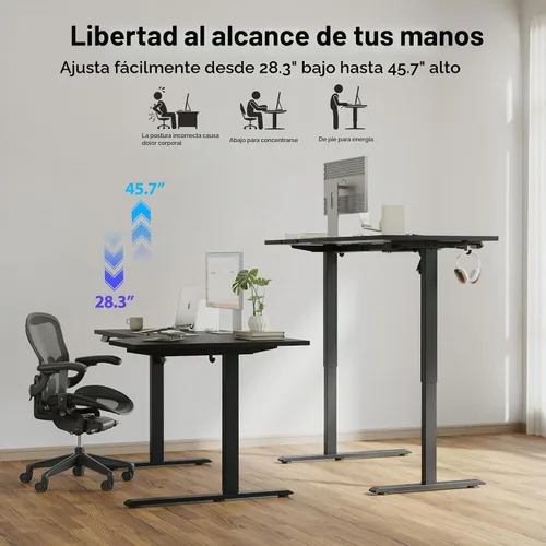 Vista 6 de Agilestic - Escritorio Eléctrico de Pie, Escritorio Ajustable en Altura de 55 Pulgadas en Forma de L, Escritorio para Sentarse y Pararse