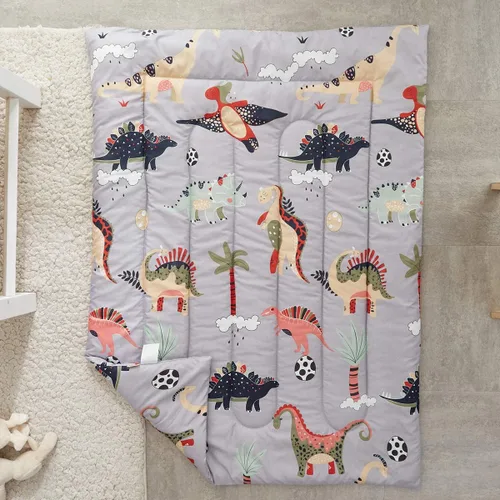 Vista 5 de Juego de ropa de cama de 4 piezas para niños pequeños, dinosaurio con dinosaurios coloridos y monstruos, juego de sábanas para otoño e invierno