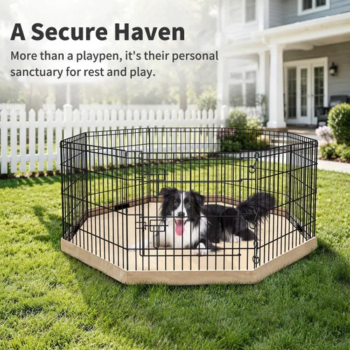 Vista 42 de PETIME - Corral plegable de metal para ejercicio de perros/Parque de juegos para cachorros con 8 paneles para interior/exterior, valla de patio