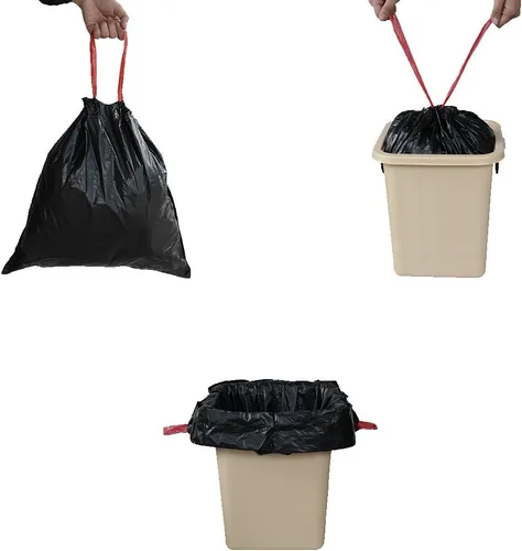 Vista 5 de Begale Pequeña bolsa de basura negra con cordón de 1.2 galones (110 unidades/3 rollos)