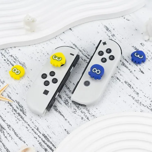 Vista 5 de Yocore Splatoon3 - Tapas de agarre para el pulgar, agarres de silicona suave, tapas analógicas de silicona suave para SwitchOLEDSwitch Lite, 4
