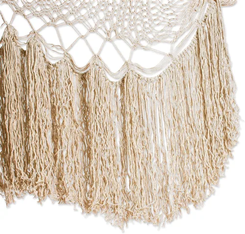 Vista 2 de Novica Sea Breezes in Ivory Cotton Hamaca Swing