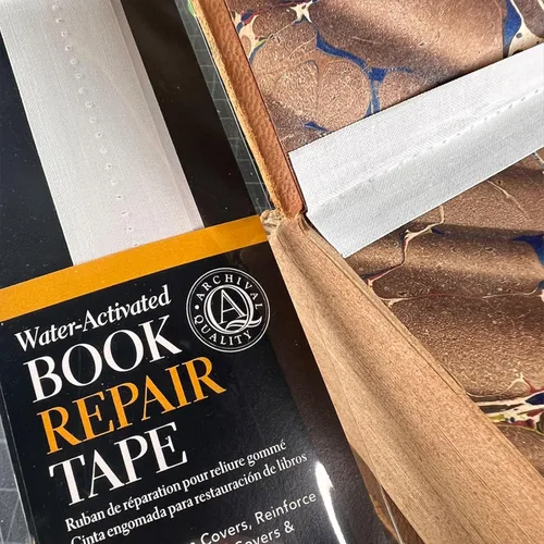 Vista 6 de Lineco, Cinta de reparación de libros activada por agua, para cubiertas de bisagras, folletos de reparación, cubiertas y páginas de papel, sin