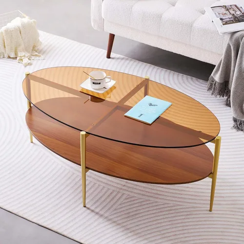 Vista 29 de LumFurn Mesa auxiliar redonda de cristal, mesa de sofá de diseño moderno de mediados de siglo para sala de estar, 18 pulgadas de diámetro x 23