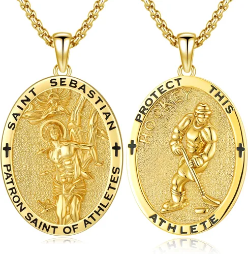 Vista 72 de Collar de amuleto de medalla de San Patrono de plata/oro de 14 39A-St Peregrino-Plata