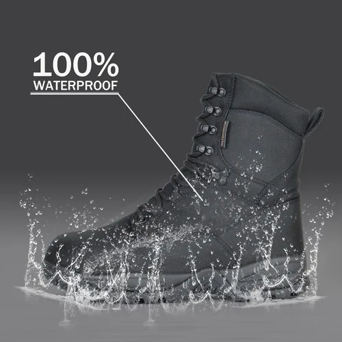 Vista 6 de Men's Waterproof Military Tactical Boots Lightweight Work Boot Insulated Hunting Boots, 8 Inches Lace-up Outdoor Boots, 400g Thinsulate