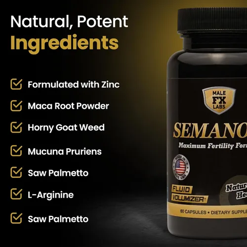 Vista 5 de SEMANOID (60 cápsulas) Fórmula máxima de fertilidad y voluminizador de semen - Ingredientes avanzados de fertilidad y mezcla de vitaminas prenatales