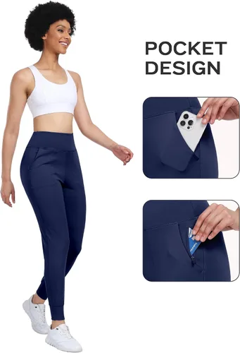 Vista 5 de WHOUARE Pantalones deportivos para mujer, leggings deportivos de entrenamiento con bolsillos, cintura alta, pantalones de yoga para gimnasio, correr