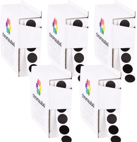 Vista 8 de ChromaLabel Kit de puntos verdes y rojos con código de color permanente de 1/2 pulgada, 2 cajas, 1000/caja