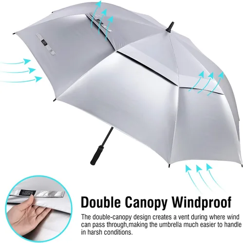 Vista 4 de G4Free Paraguas enorme de golf con protección UV, apertura automática, resistente al viento, paraguas de gran tamaño, extra grande, ventilado, doble