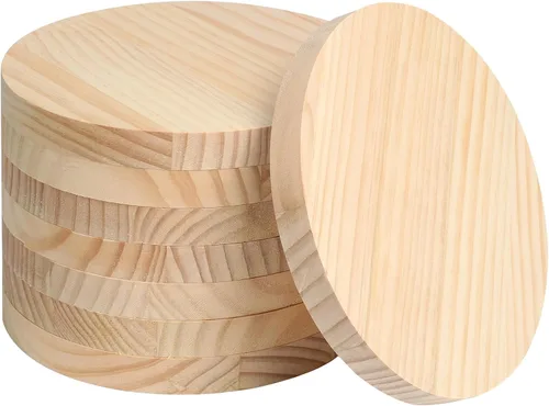 Vista 13 de Paquete de 4 placas redondas de madera de 4 pulgadas, placa circular de madera sin terminar de 3/4 pulgadas de grosor, base de madera de pino