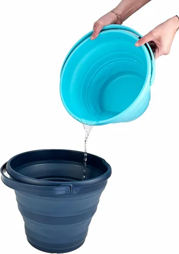 Vista 7 de SAMMART Cubo de plástico plegable de 10 L (2.6 galones), bañera redonda plegable, cubo de agua portátil para pesca, bote de agua para exteriores