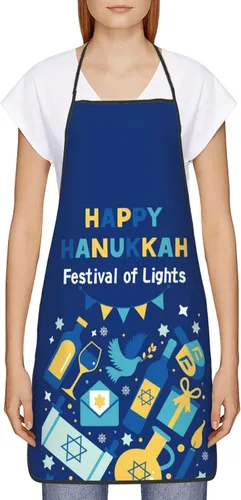 Vista 2 de Delantal de Hanukkah feliz ajustable para cocinar, babero de cocina para cocinar