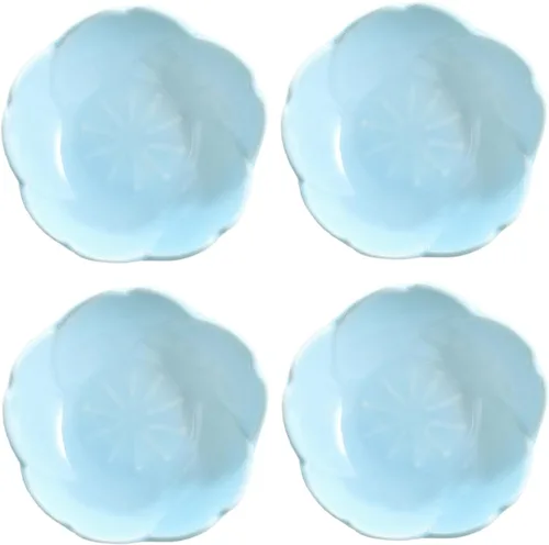 Vista 2 de WAIT FLY Hermosos platos de cerámica con forma de Sakura de 3 pulgadas, soportes para bolsas de té, platillo de ketchup / platos