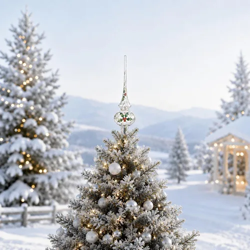 Vista 2 de Decoración para árbol de Navidad de vidrio transparente de 11 pulgadas