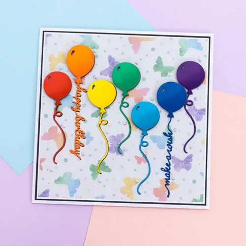 Vista 14 de Troqueles para álbumes de recortes, troqueles de metal de globo de feliz cumpleaños para hacer tarjetas, plantilla de perforación para manualidades
