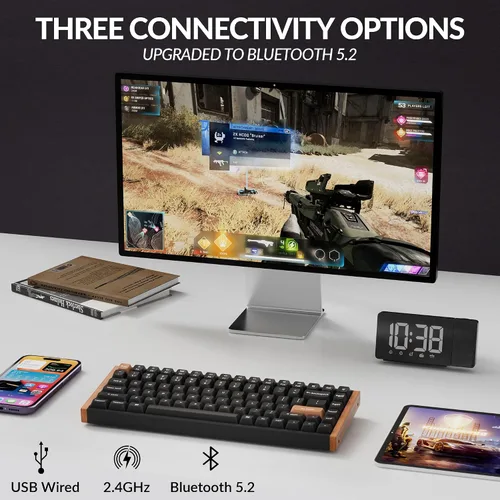Vista 2 de Keychron Teclado mecánico inalámbrico personalizado K2 HE Rapid Trigger con efecto Hall Gateron interruptor magnético de doble riel, QMK 2.4 GHz