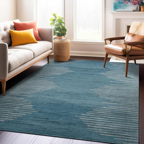 Vista 50 de Rugshop Alfombra bohemia a rayas resistente a las manchas, color beige, 2 x 7 pies