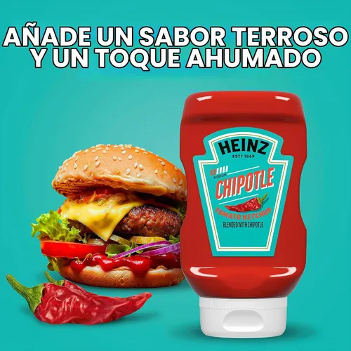 Vista 7 de Heinz - Ketchup de tomate, sabor chipotle, botella exprimible de 14 onzas