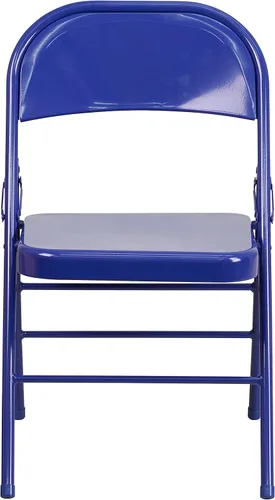 Vista 5 de EMMA + OLIVER Silla plegable de metal triple con refuerzo, 2 unidades Azul cobalto