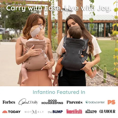 Vista 6 de Infantino Flip Luxe - Portabebés convertible 4 en 1, portabebés ergonómico para bebés a niños pequeños, soporte lumbar actualizado, tela de espiga