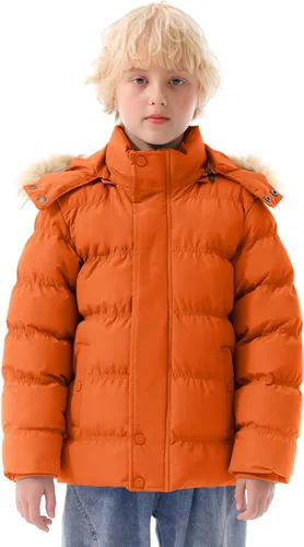 Vista 4 de Szory Abrigo de parka grueso para niño, chaqueta cálida de invierno con capucha de piel extraíble