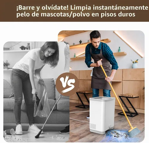 Vista 3 de Aspiradora automática sin contacto con 2 modos de funcionamiento, recipiente con cable ultrarrápido y potente para mascotas, recogedor eléctrico
