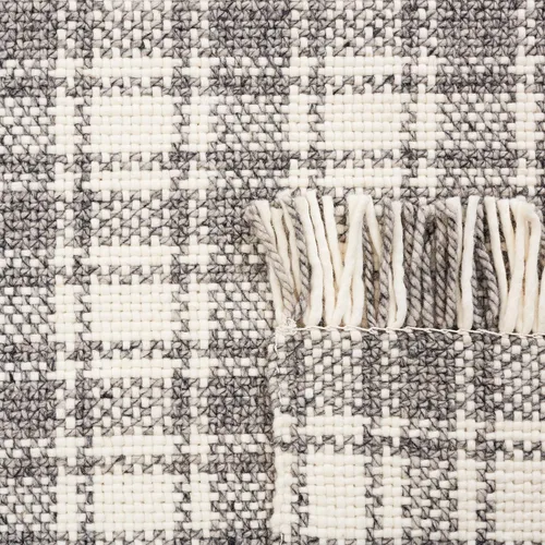 Vista 3 de SAFAVIEH Natura Collection - Alfombra de pasillo, 2 pies 3 pulgadas x 7 pies, gris y marfil, hecha a mano, lana con flecos, ideal para zonas de alto