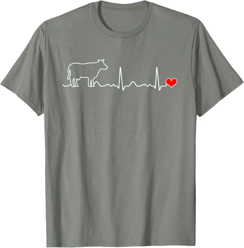 Vista 32 de Camiseta de paciente con corazón I Love My Cow Valve EKG Heartbeat Heart Pacient, Negro, S