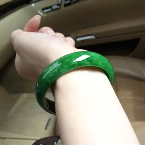 Vista 3 de Pulsera de jade birmano natural con jadeíta verde completo para mujer, caja de joyería de regalo con certificado, Jade