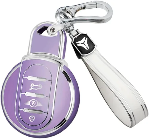 Vista 9 de KUNIO Funda para llavero de automóvil para BMW Mini Cooper S Cooper D Key Holder 3 Botones, accesorio de coche Negro