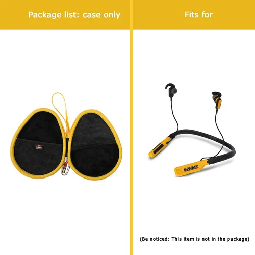 Vista 5 de FBLFOBELI Funda rígida compatible con auriculares Bluetooth inalámbricos DEWALT con banda para el cuello, auriculares Bluetooth 2 en 1 con altavoces