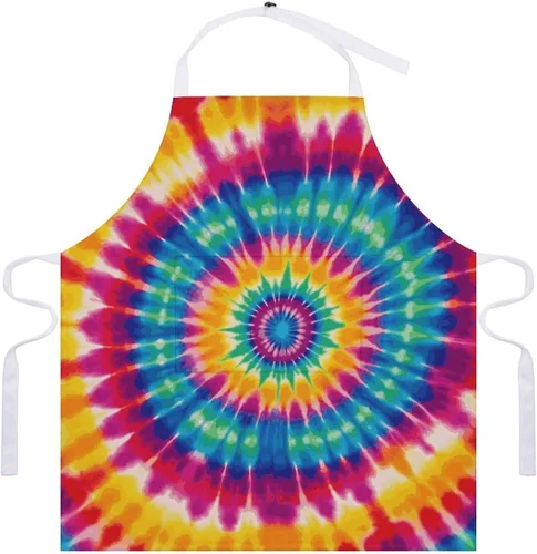Vista 7 de MUSM Tie Dye Pattern Apron，Classic Vintage Funny with Pockets Aprons,Adjustable Bib Waterdrop Resistant for Kitchen Cooking Restaurant BBQ Painting