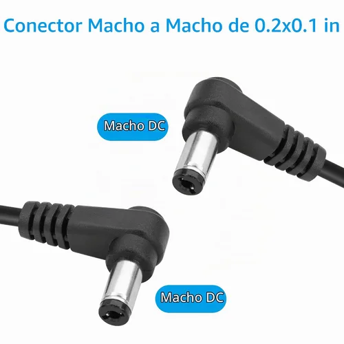 Vista 2 de GINTOOYUN DC 5.5MM x 2.1MM 90 grados macho a macho cable DC5521 adaptador de corriente en espiral de ángulo recto cable de extensión para cámara