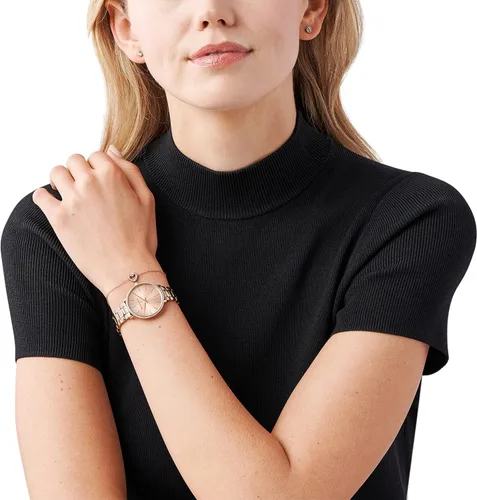 Vista 4 de Michael Kors Mini reloj Pyper de dos manos de acero inoxidable para mujer MK4588 - Reloj de malla de acero inoxidable de dos manecillas