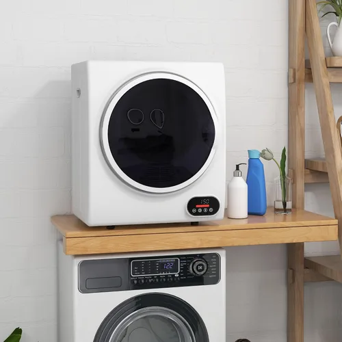 Vista 2 de HOMCOM Secadora de ropa portátil, secadora de ropa compacta con tambor de acero inoxidable de 1.5 pies cúbicos, secado inteligente, secadora