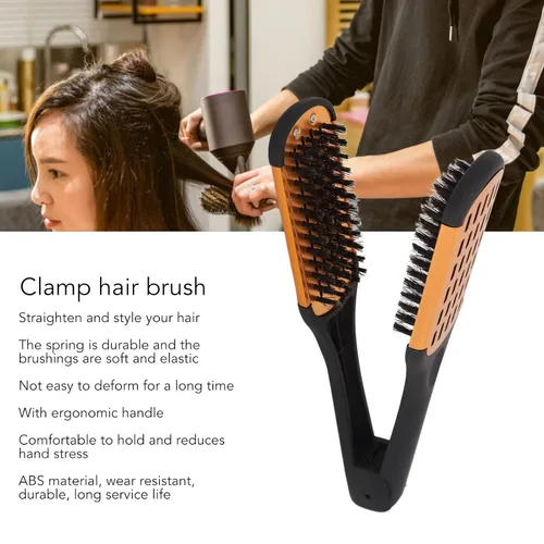 Vista 2 de Cepillo para el cabello, pinzas para el cabello, elasticidad de resorte, alisador de cabello, suave, transpirable, doble cara, cepillo plano