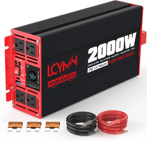 Vista 19 de Inversor de potencia de onda sinusoidal pura de 1000 vatios 12 V CC a 110 V 120 V CA convertidor para hogar, caravana, camión fuera de la red Rojo